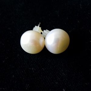 Large Pearl Earrings, 925 Sterling Silver